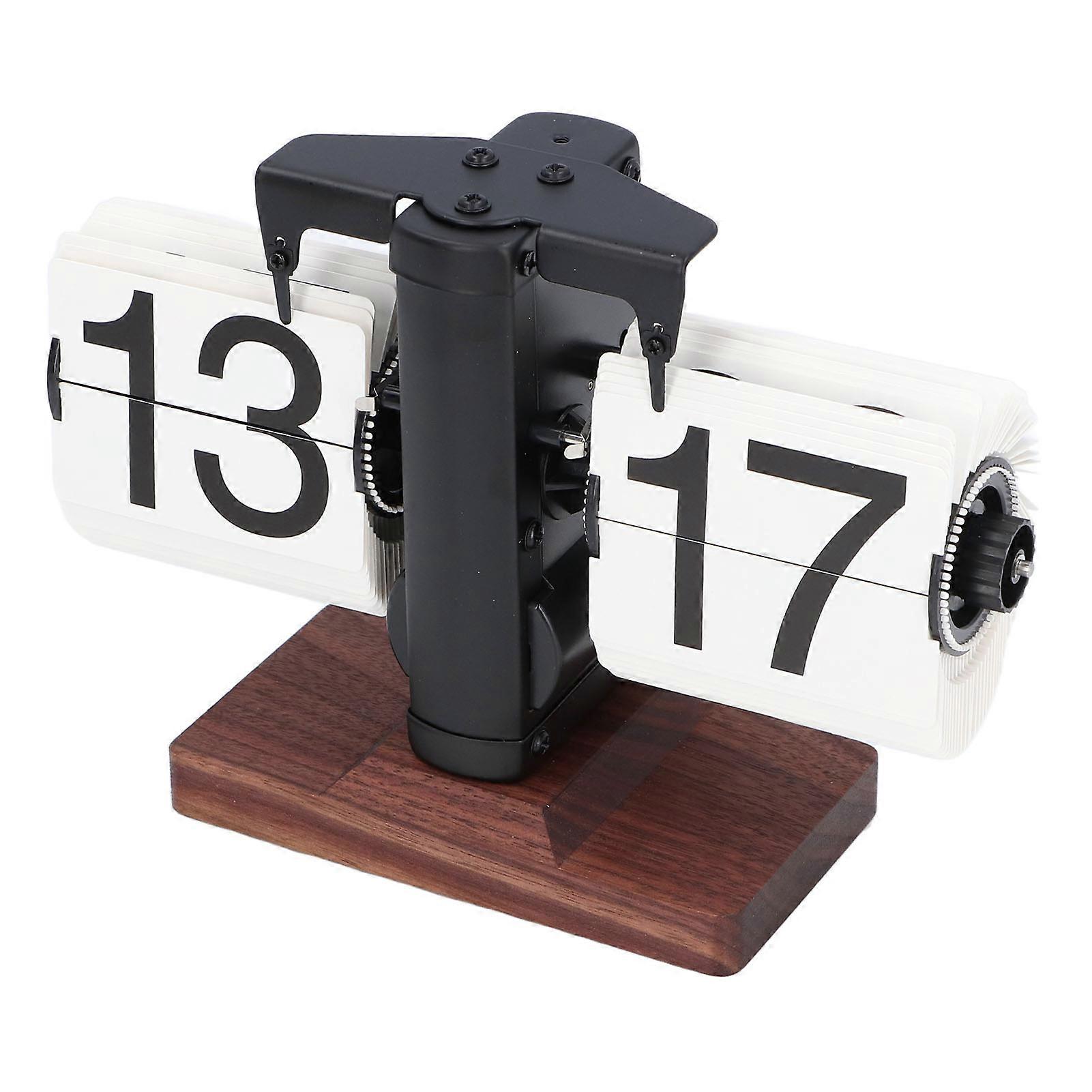Retro Flip Down Clock Stylish Minimalism Style Small Balance 24H Automatic Page Turning Clock Mechanical Flip Down Clock Black Shelf White Page 