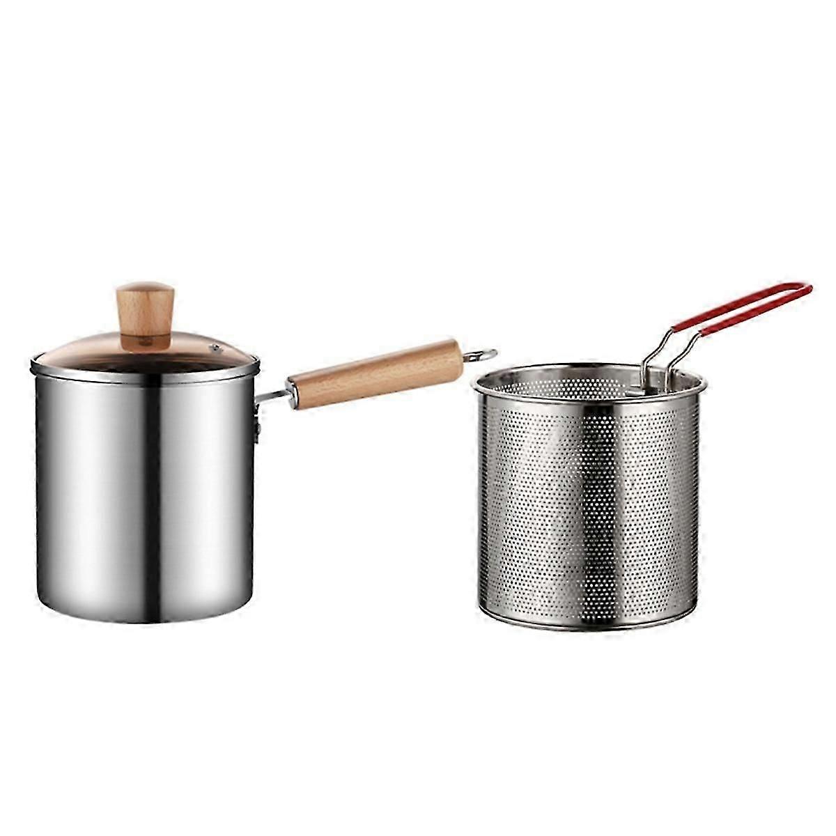 Multi-Purpose Frying Pot with Handles Milk Pot Stainless Steel Fryer Fryer Cooking Pot Frying Pan S