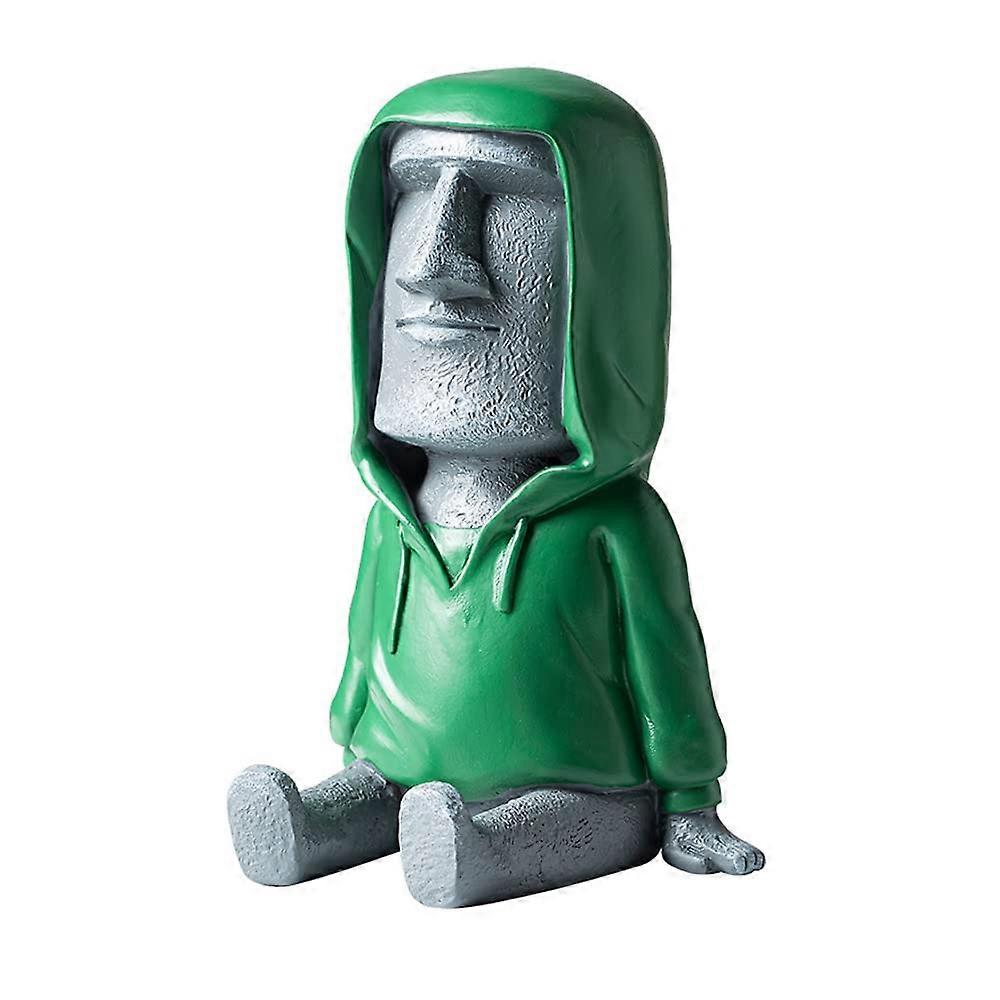 Retro Moai Statue for Home Office Decoration, Resin Material, 12 Inch Tall, Vintage Style, Unique Desk Accessory