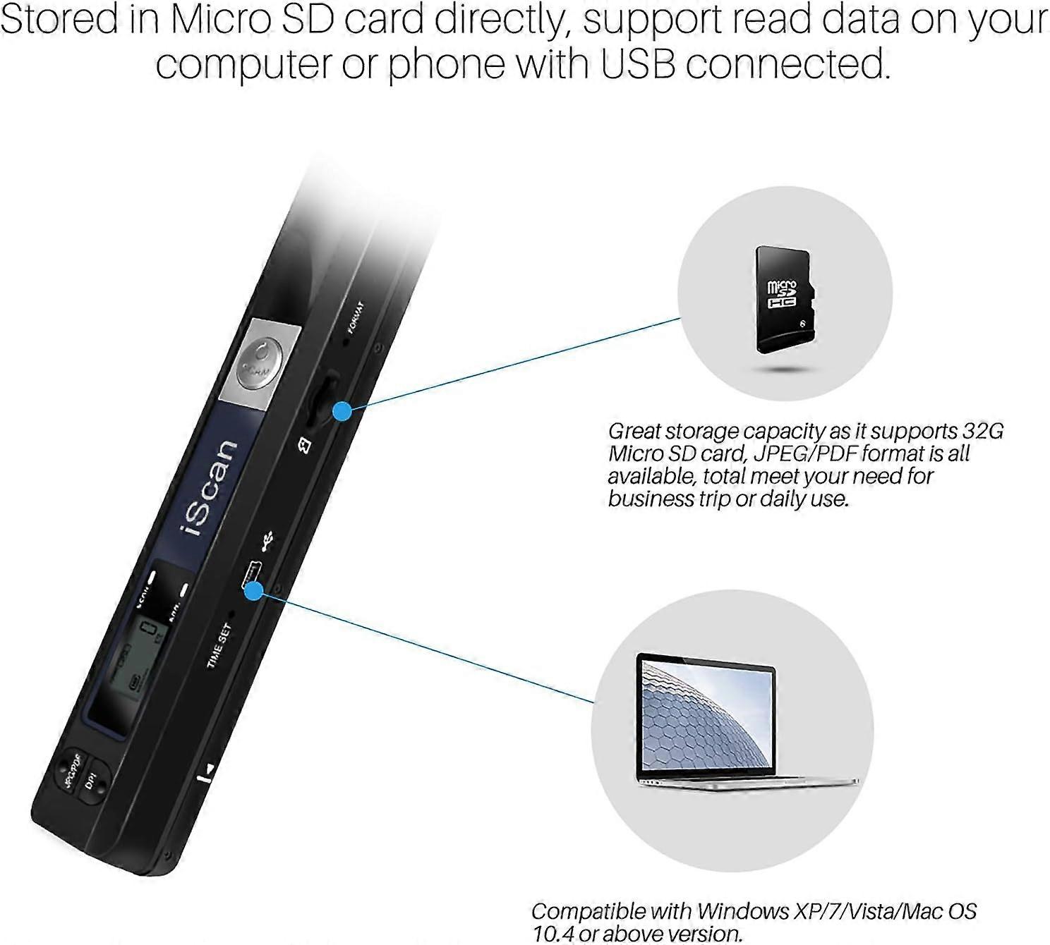 Mini Portable A4 Handheld scanner USB Image Scanner 900 dpi Color Scan A4 scan range JPG/PDF ...