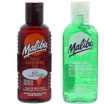 Óleo de Malibu para bronzeamento rápido 100ml + Aloe após 100ml de banho de sol