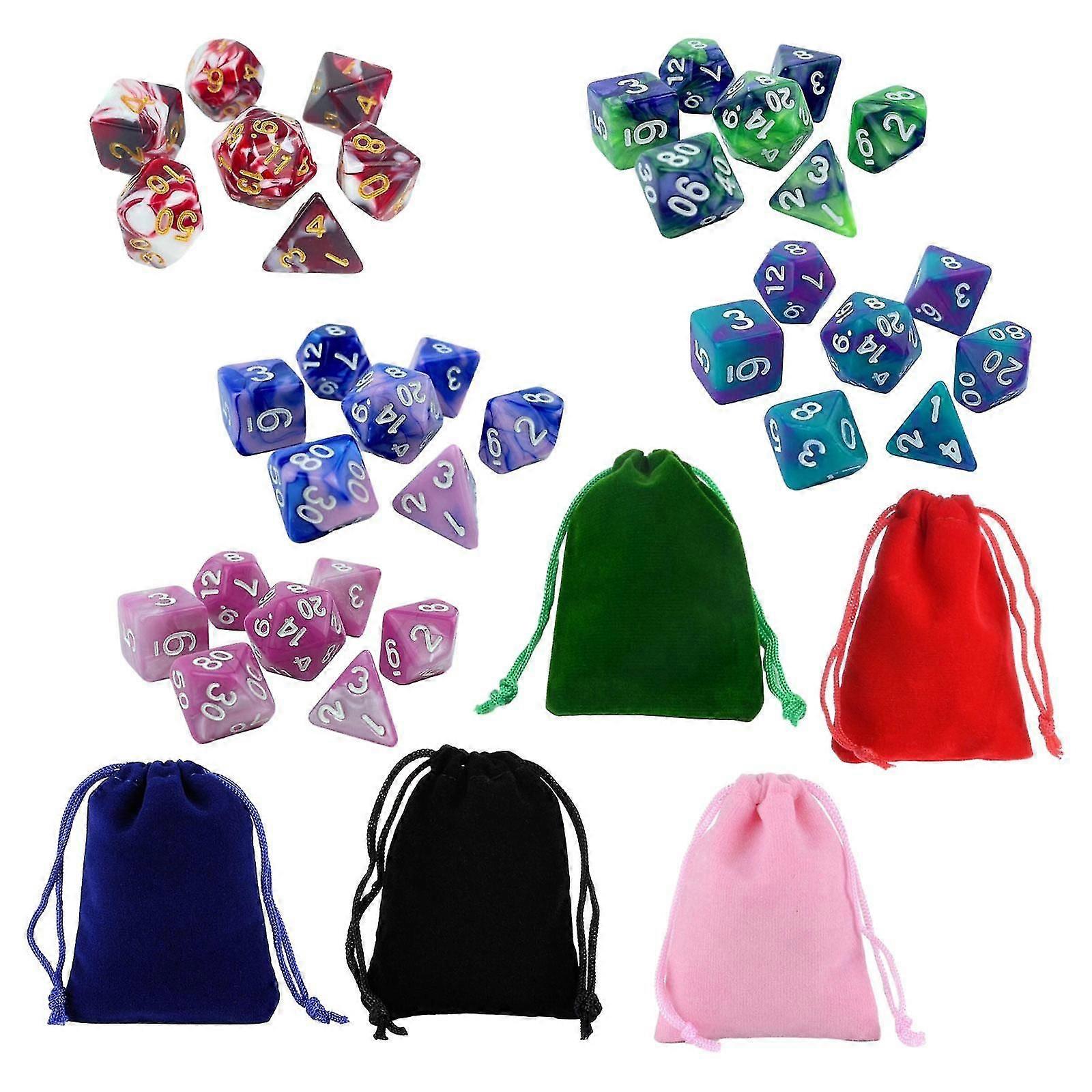 35Pcs Polyhedral Dices Set with Drawstring Bags for Family Gathering