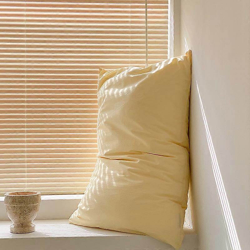 Elosung Light Yellow 100% Cotton Pillowcase Set Envelope Closure Without Core Pillow Cases