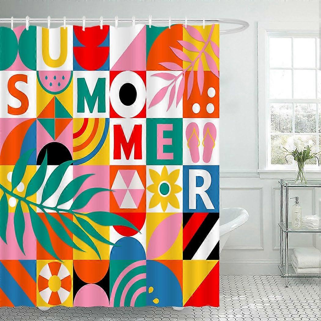 Summer Shower Curtain Tropical Leaf Pattern For Bathtubs Boho Hawaii Luau Style