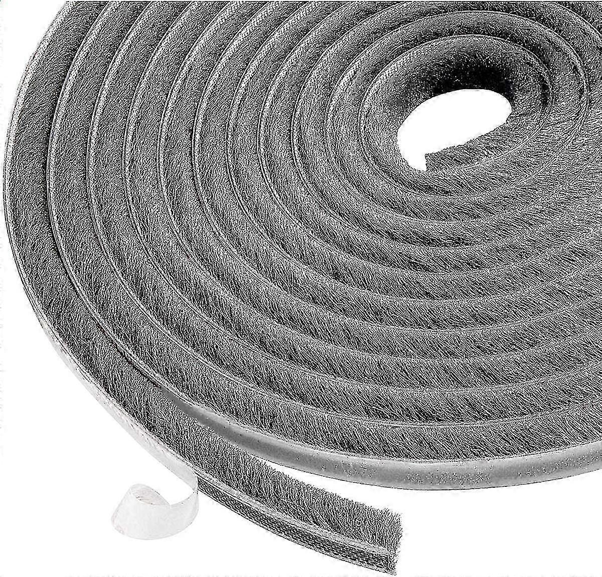 Self-Adhesive Windproof and Dustproof Brush Strip for 6m Windows and Doors 9mm Width x 9mm Height Gray