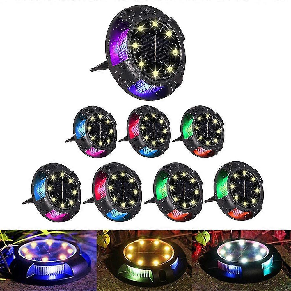 8Pack LED Solar Ground Lights Outdoor Garde