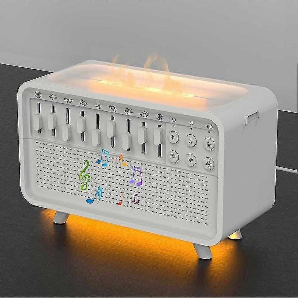 Machine intelligente à bruit blanc avec Bluetooth et veilleuse, diffuseur d’arômes Echo Flame, machine à son d’aide au sommeil avec 8 sons apaisants
