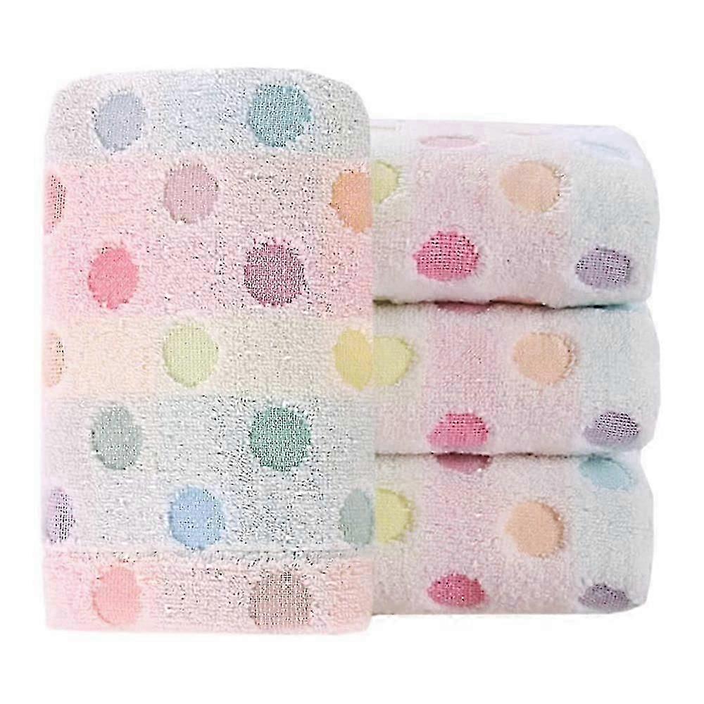 Colorful Polka Dot Print Cotton Hand Towels, Soft and Absorbent, 35 x 75 cm, Set of 4