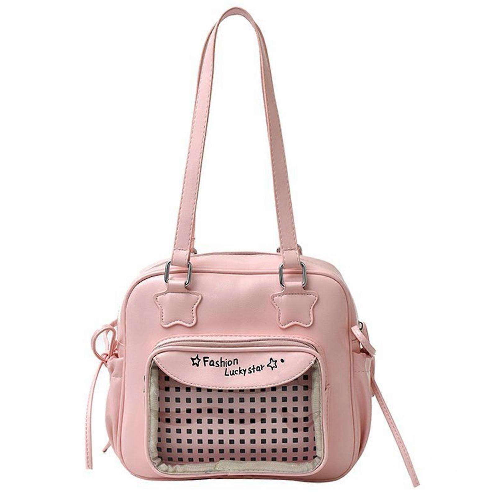 Borsa a tracolla trasparente Moda Itabag Finestra trasparente per Pins Anime Display Toted Bag Borsa per donne ragazze regali rosa
