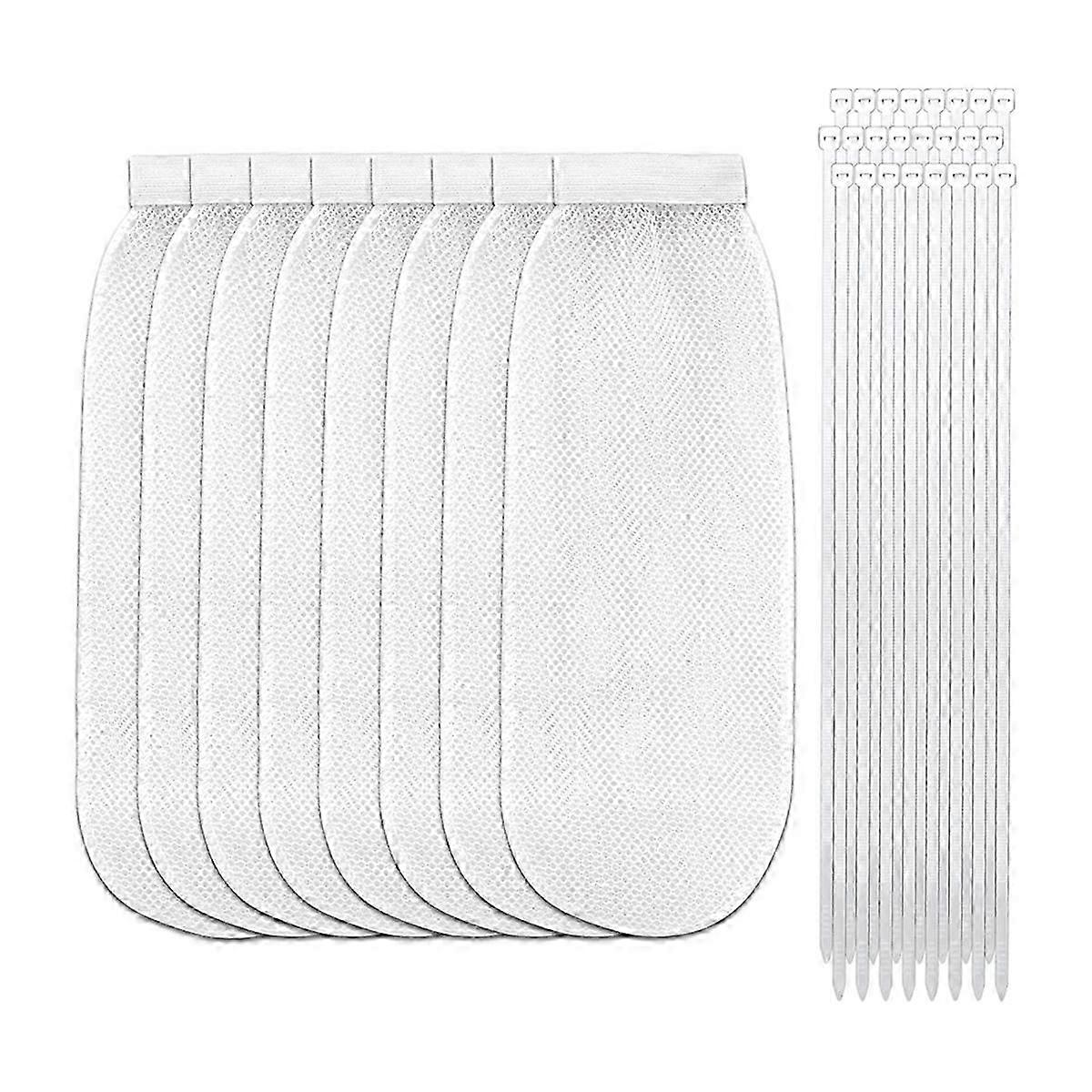 Lint Trap and Cable Ties Set for Washing Machine, Includes 8 Nylon Mesh Lint Traps and 24 Cable Tie
