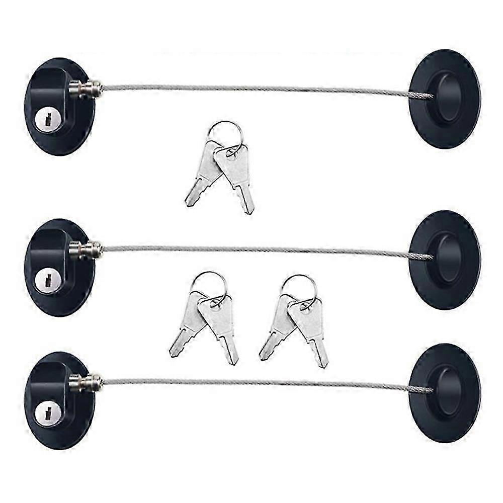 3 Pack Child Safety Lock with 6 Keys, Window Lock Fridge Lock Freezer Lock Refriderator Lock Drawer