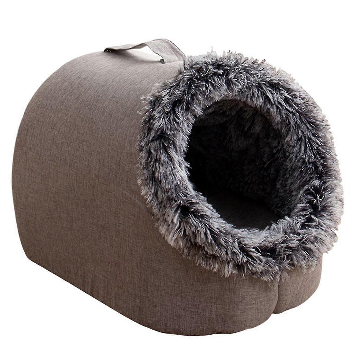 Pet Scratchproof Kennels House Bed Enclosed Plush Pet Kitten Nest, B