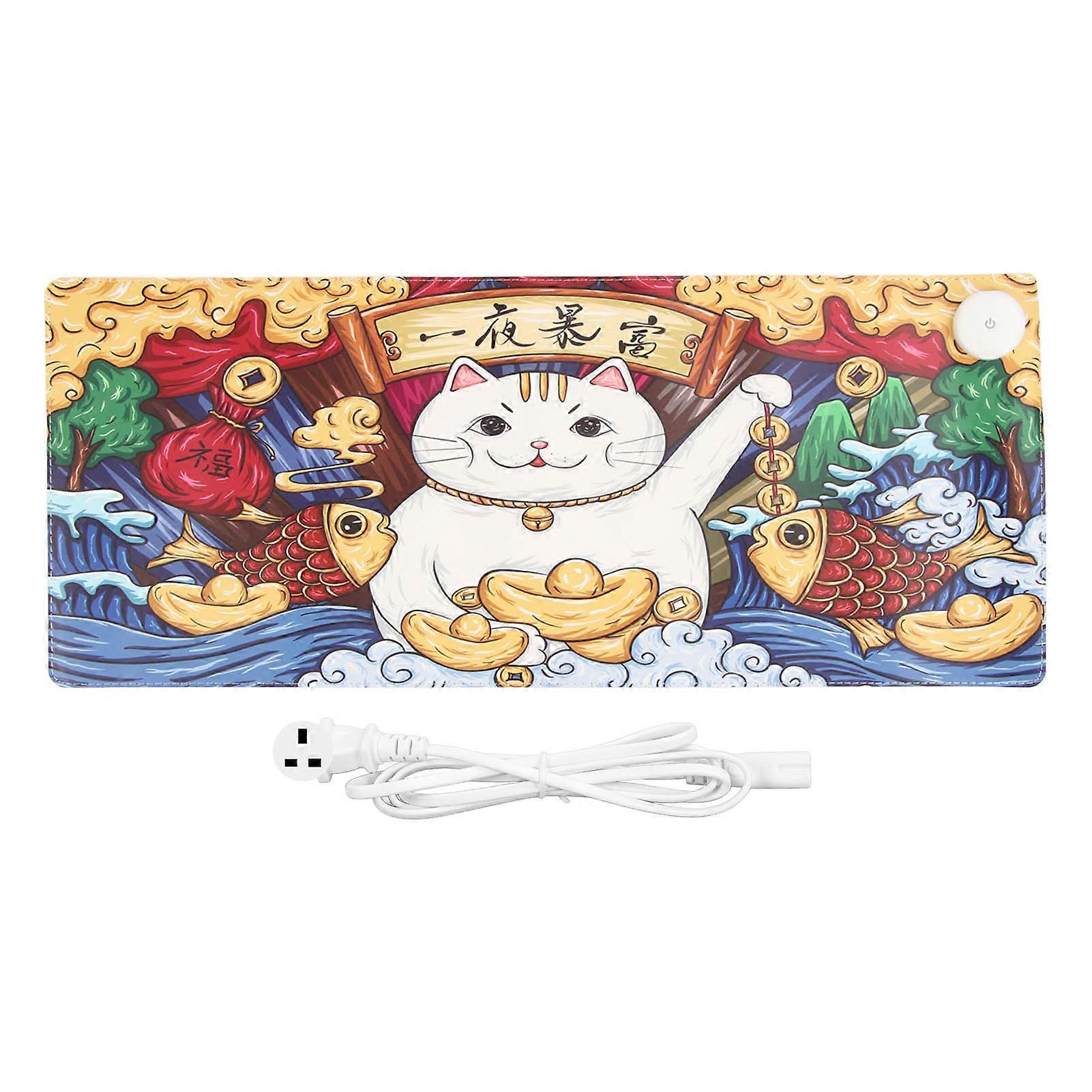 Heated Mouse 31.5in Long 13in Wide 3 Temp Modes Timing Function Warm Desk Pad for Office Household Table 100V‑240V