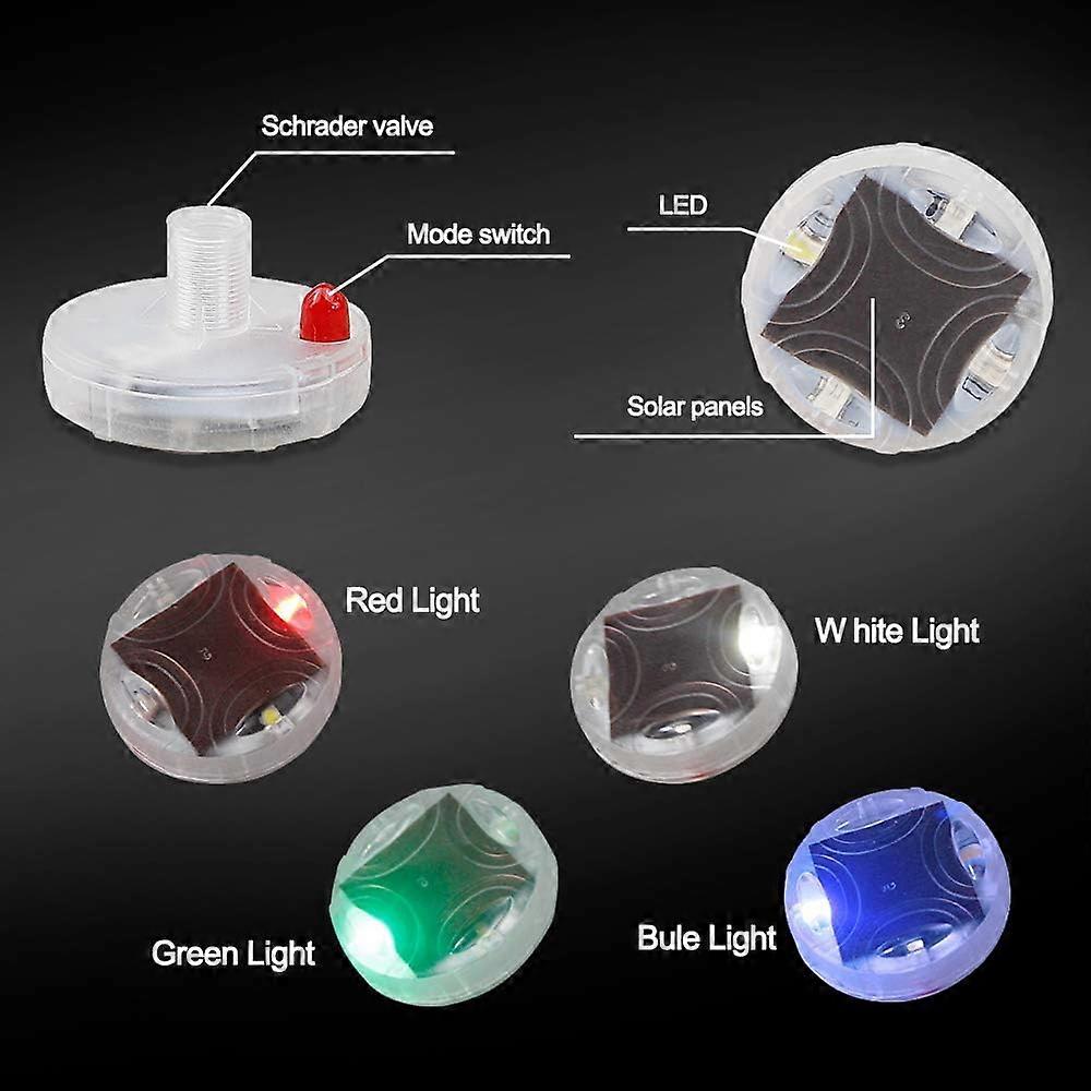 Car Tire Wheel Lights, 4pcs Air Valve, Hub Lamp Cap Light with Motion Sensors Colorful LED