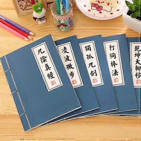 4pcs Chinese Style Notebook Vintage Martial Arts Designed Notepad for Students Ruled Writing Notebooks for Notes and Homework Retro Style Stationery
