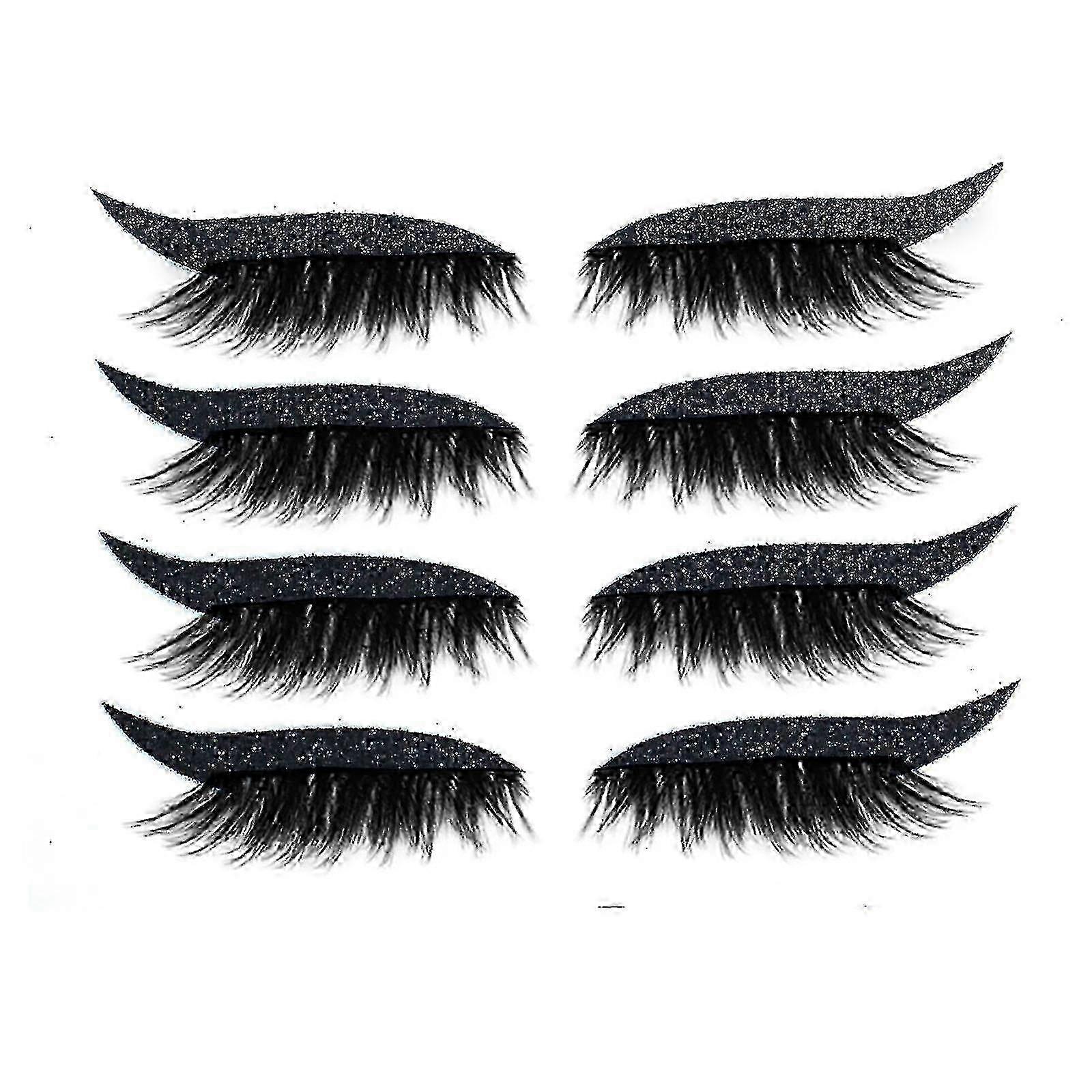 2025 4Pairs Reusable Eyelid And Eyelash Stickers Makeup Instant Easy Application