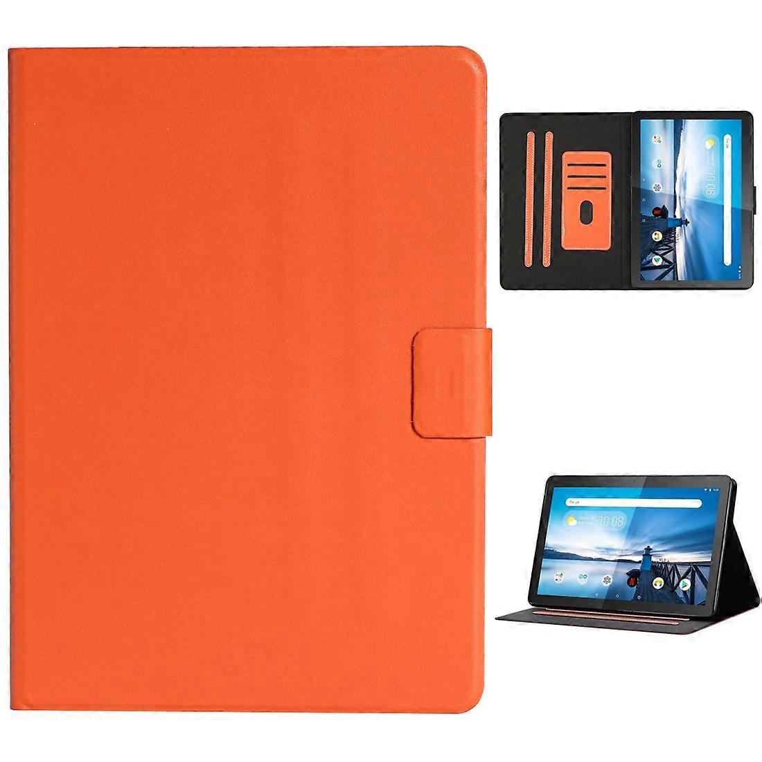For Lenovo Tab M10 Solid Color Horizontal Flip Leather Case with Card Slots & Holder