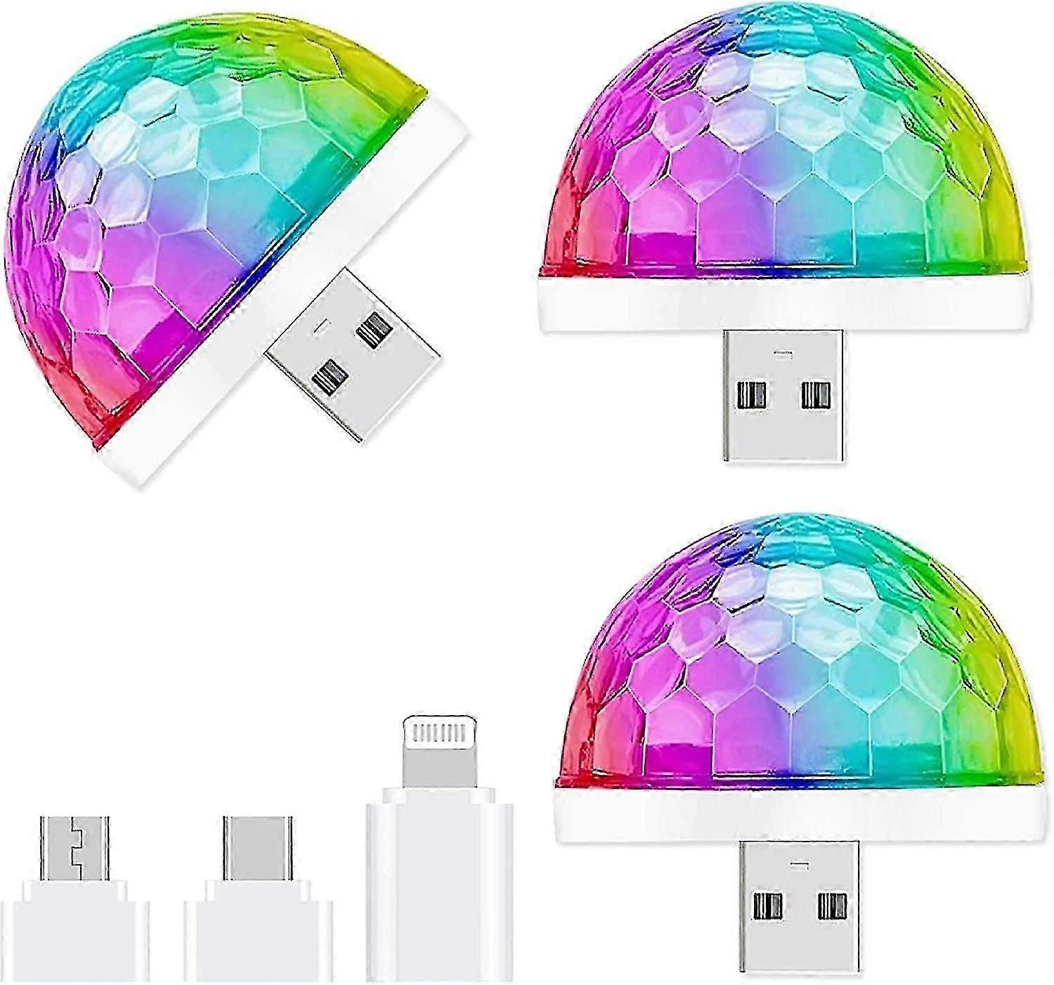 Usb Mini Disco Light,3 Packs,party Lights Ball Sound Activated