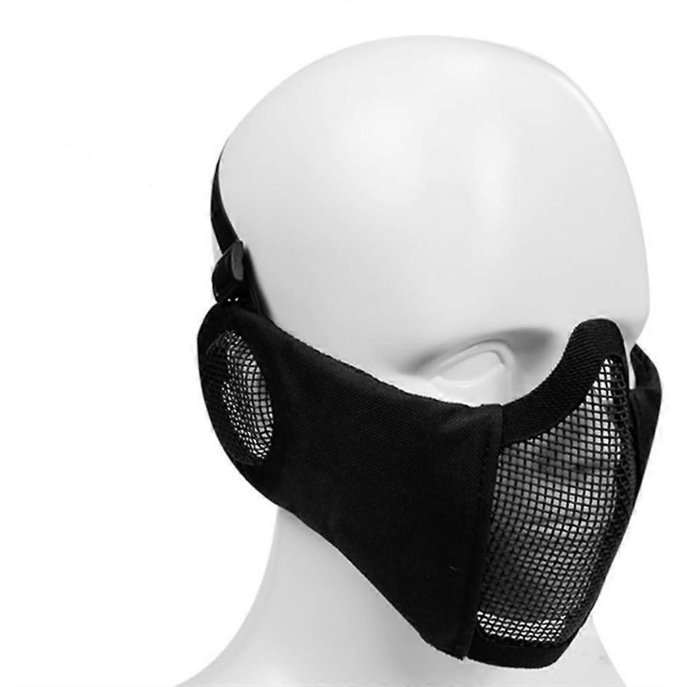 Tactical Airsoft Masks Metal Steel Mesh Ear Protection E Field Hunting Military War Games Tactical Shooting Paintball Mask/Bk/One Size
