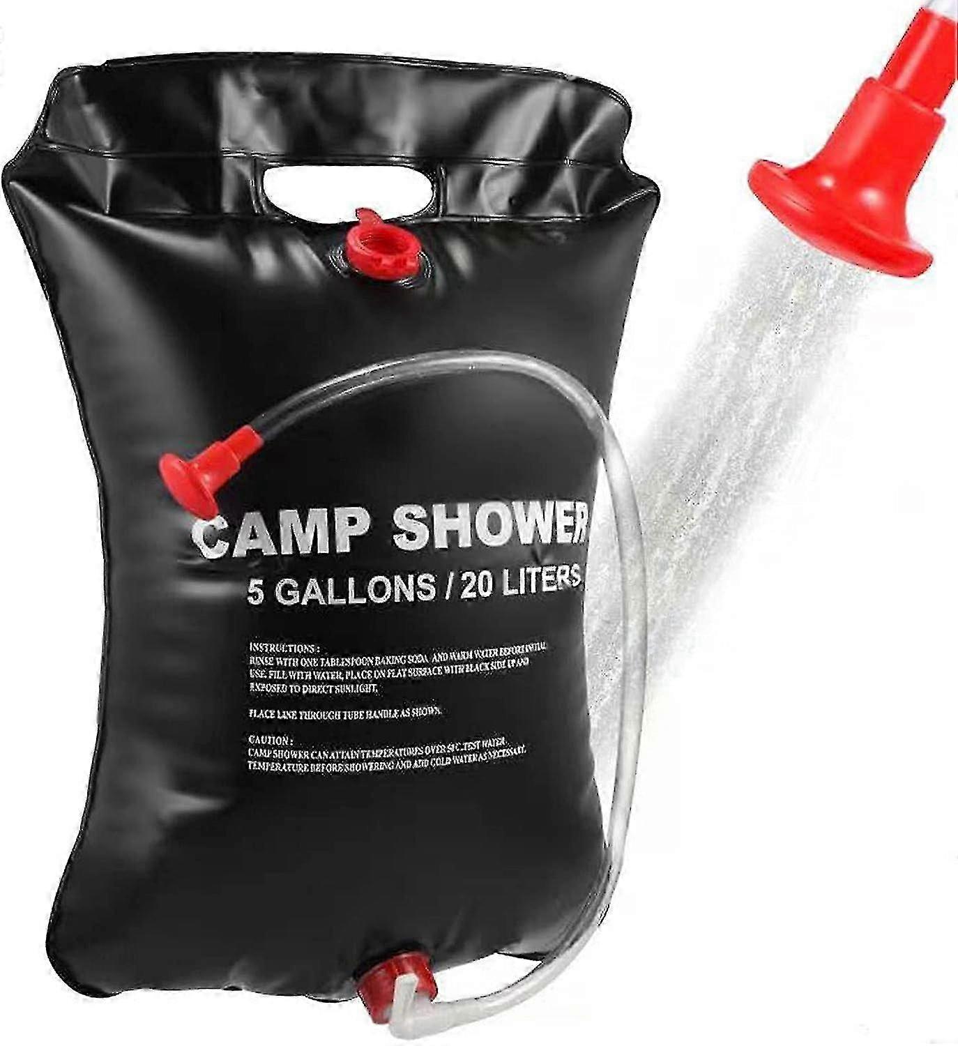 תיק מקלחת סולארי נייד 20L לקמפינג עם ראש מקלחת