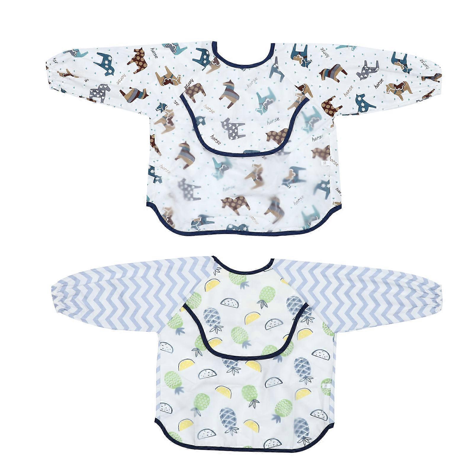 Here's a refined and engaging product description based on your input:
**2 Pack Bibs with Cartoon Design – Long Sleeve Feeding Apron for Boys and