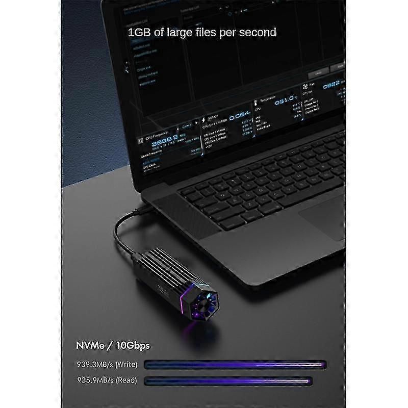 RGB SSD Enclosure M.2 NVME PCI-E to USB3.1 Gen2 Type-C JMS583 10Gbps SSD Case Radiator for 2280/22
