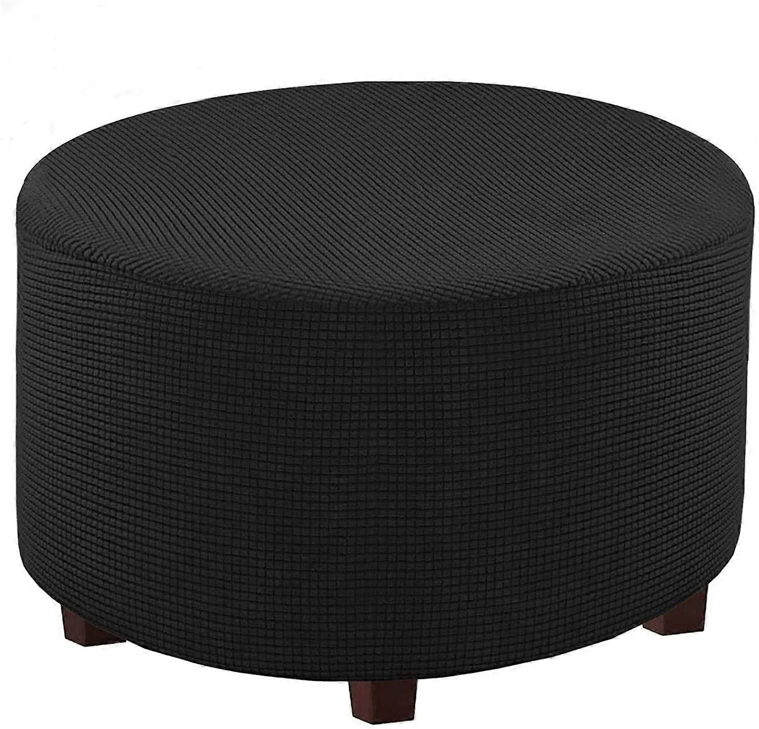 Black Acrylic Footstool Cover, Modern Small Size, M Diameter 48-55 cm, Stylish Compact Storage Solution