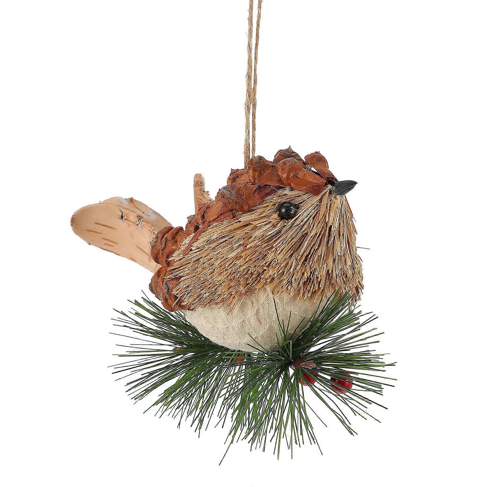 Bird Pendent Christmas Straw Woven Bird Shaped Color 15x9cm Decorative 1Pc