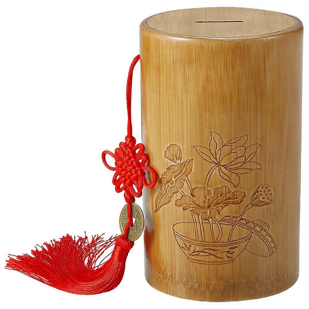 Cash Saving Box Wood Money Bank Desktop Retro Style Coin Storage Box All Ages 20 00X9 50X9 50CM 1Pcs