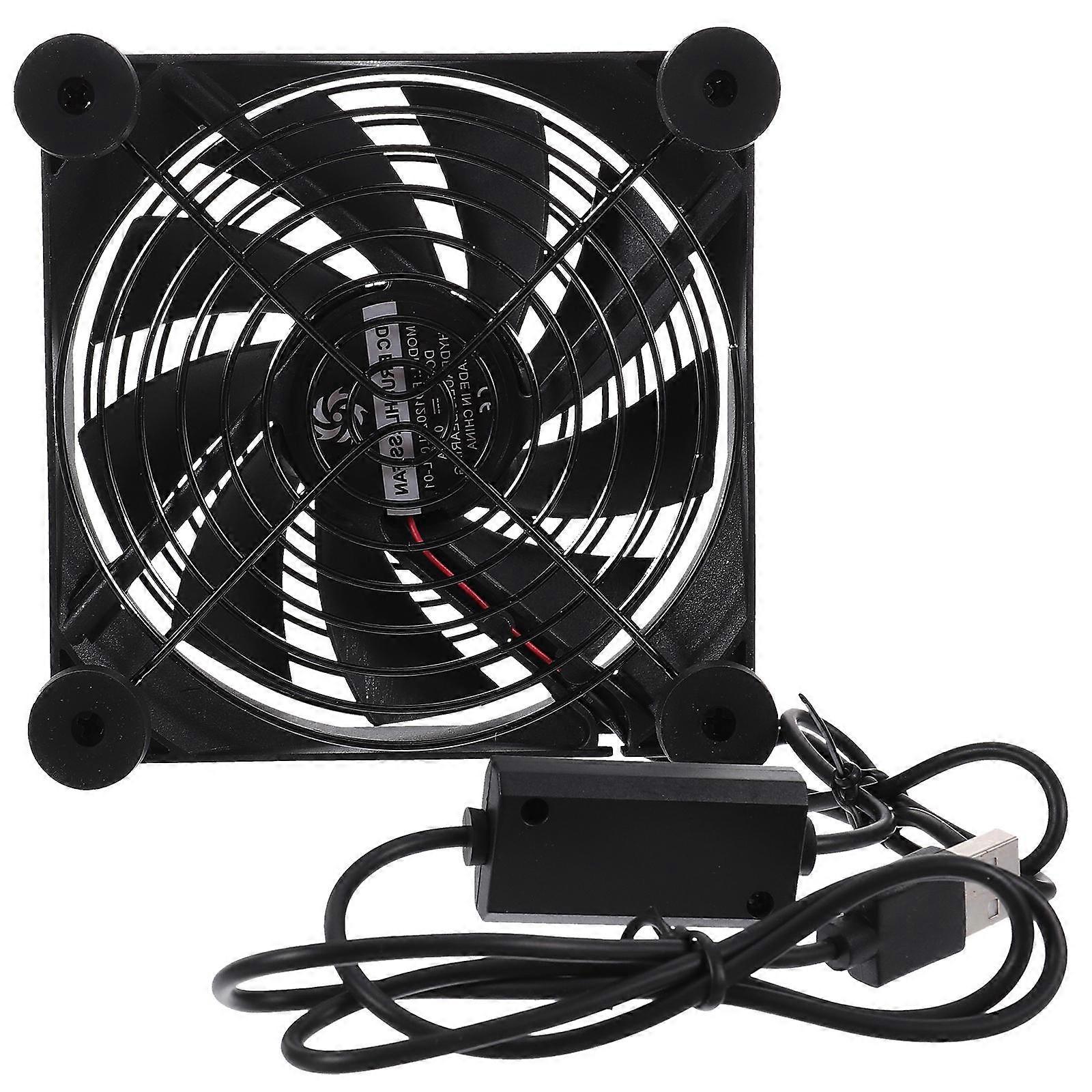 Usb Fans For Cooling Portable Cooling Fan For Router Modem Chassis 12x12cm Black Square Heat Dissipation 1Set
