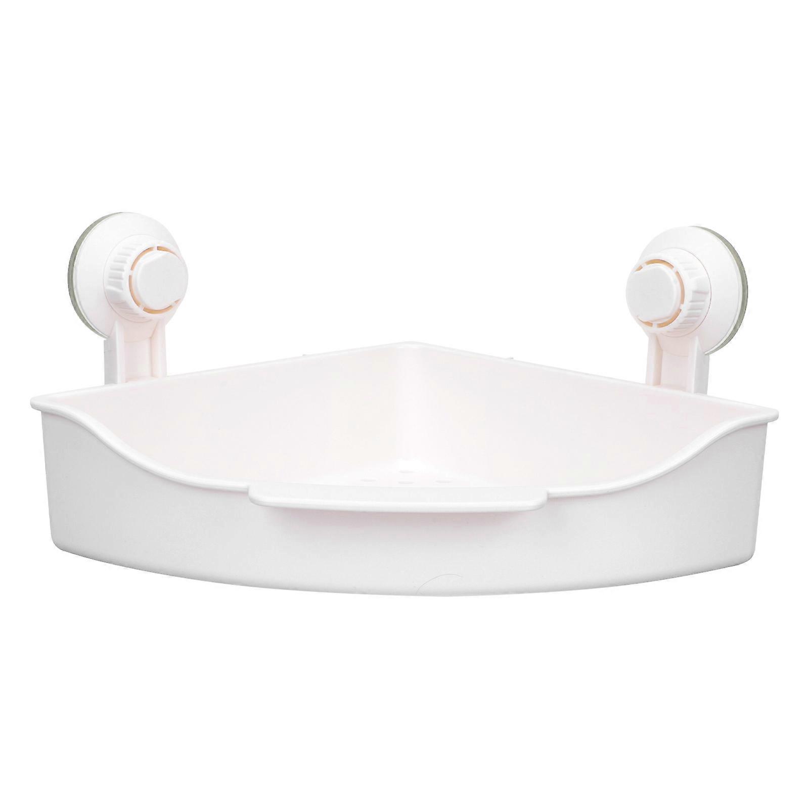 Wall Suction Cup Rack Anti-Rust Anti-Aging Corner Design 29.5x22cm Plastic 1Set