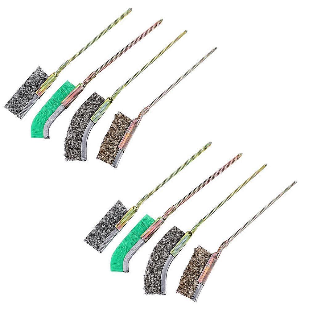 Steel Wire Cleaning Brushes 8pcs for Deep Cleaning Blind Angles, Natural Handle for Paint and Rust Removal in Hard to Reach Areas