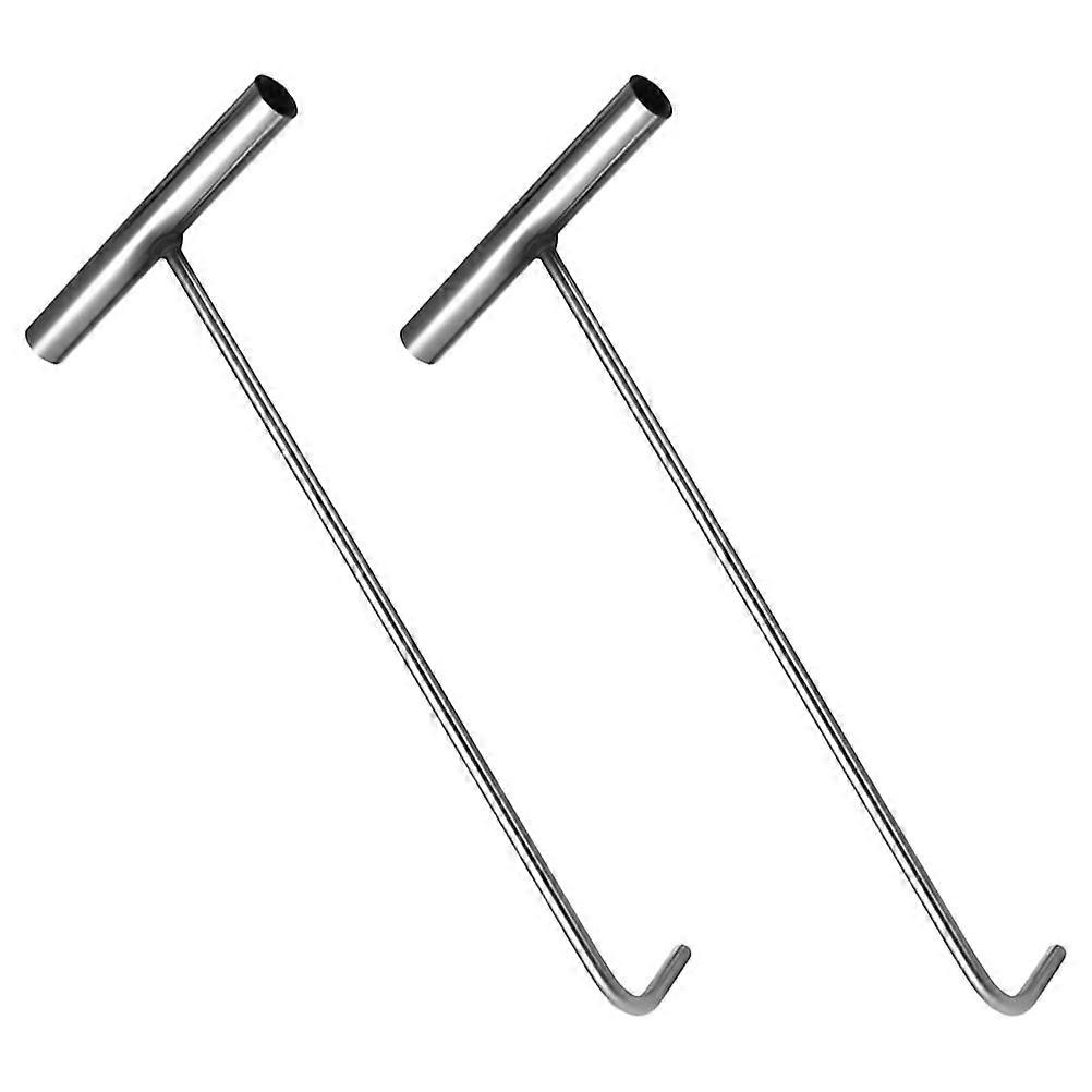 Stainless Steel Manhole Hooks Lifting Tool Lightweight Portable Blunt Tip Safety Design for Sewer Repair Outdoor Use