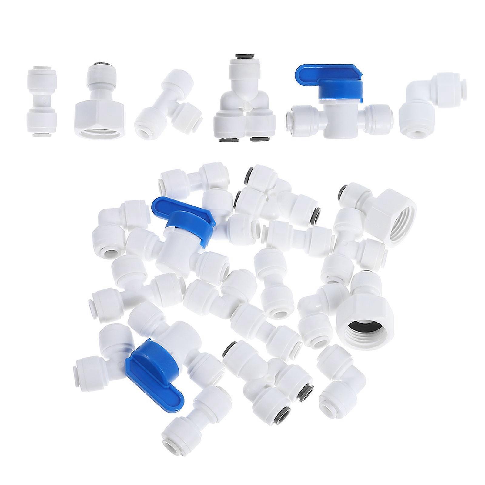 Push In Tube Connector Straight Reducing For Water Filter Purifier White 3.60X1.60X1.60cm Quick Connection 24Pcs