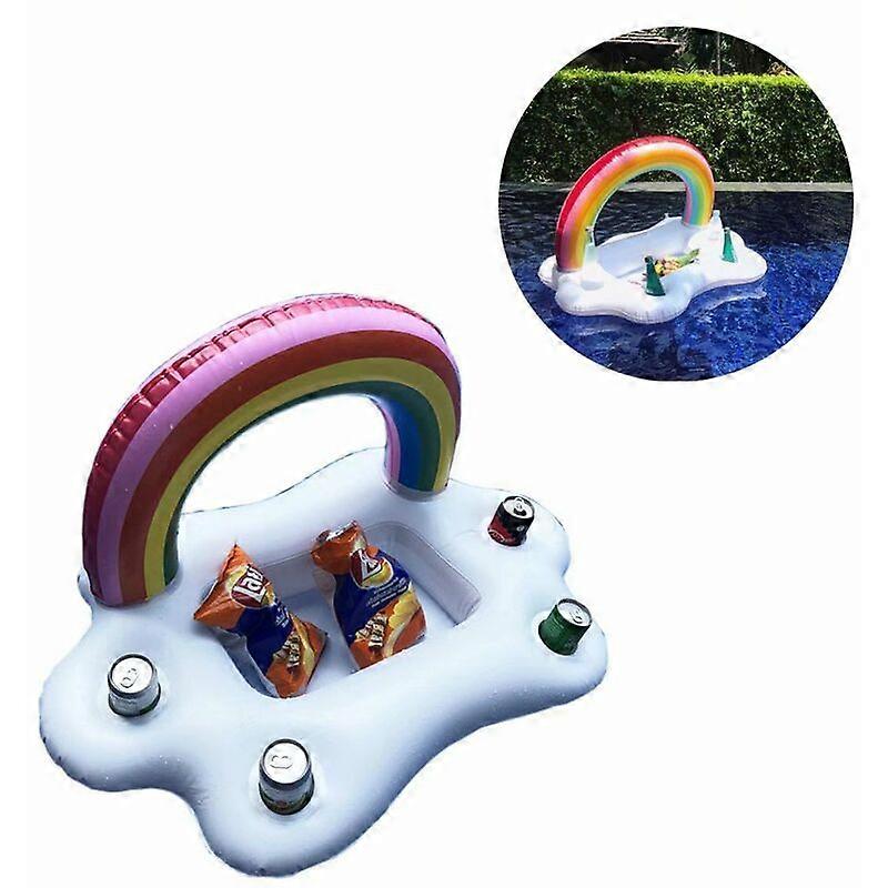 Inflatable Rainbow Cloud Inflatable Drink Holder Flamingo Inflatable Drink Holder, Floating Pool Bar with 4 Drink Holes Spa Accessory