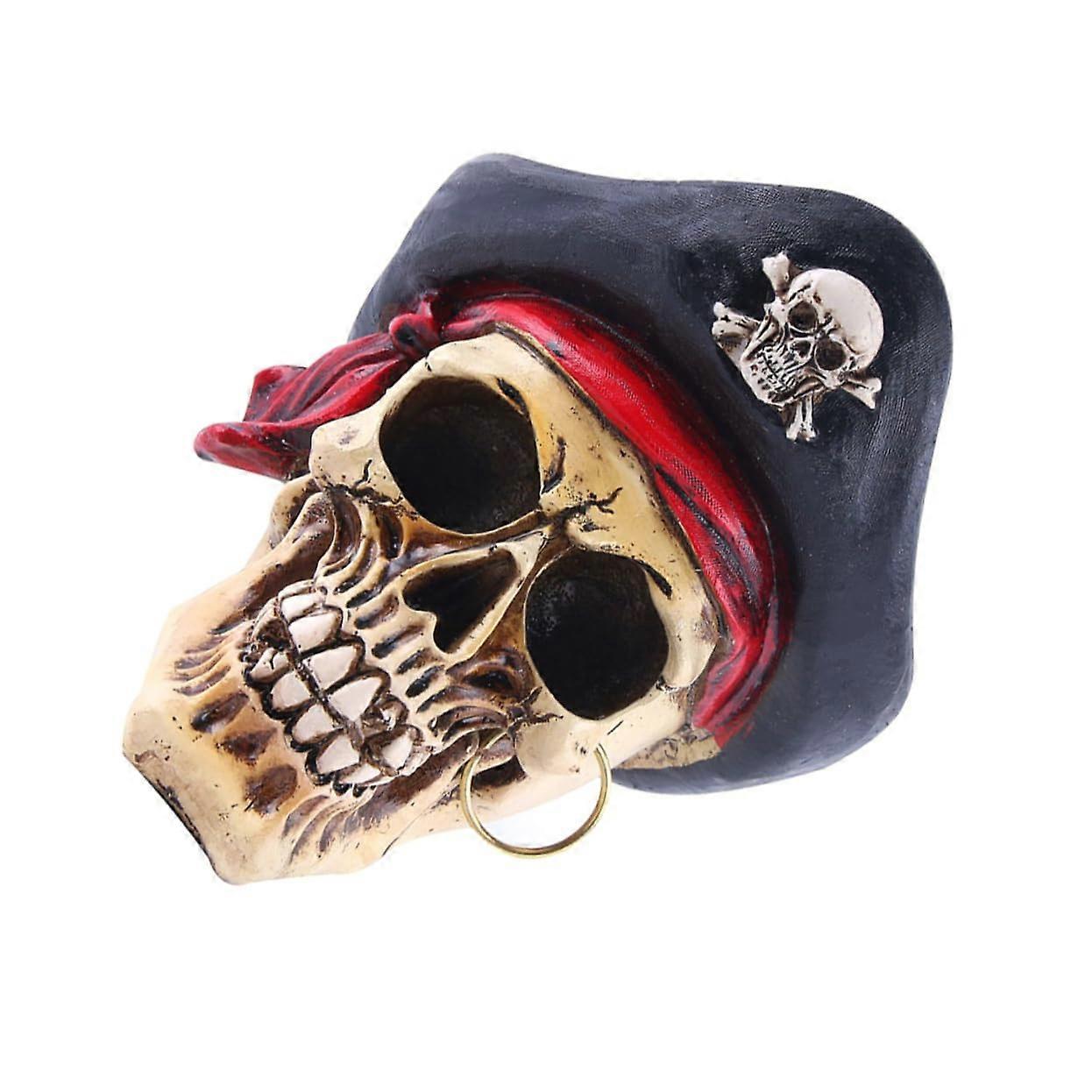 Horror Pirate skull head ornament made of highquality resin creepy table decoration
