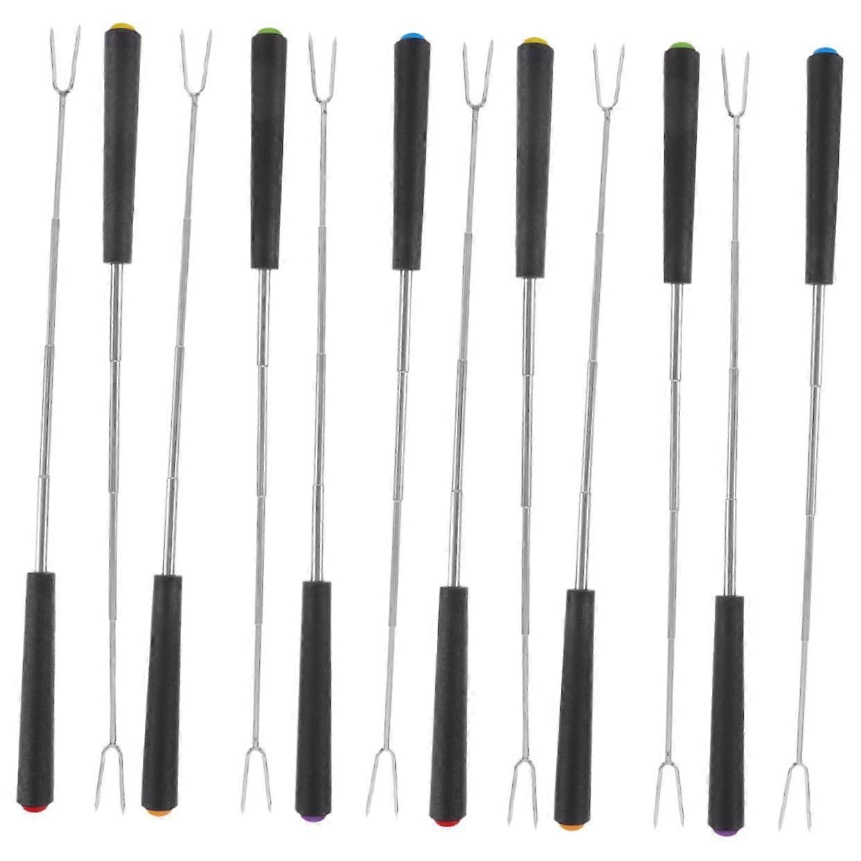 12-Piece Stainless Steel BBQ Fork Set for Outdoor Grilling, Marshmallow Roasting, Fondue, and Dessert Use