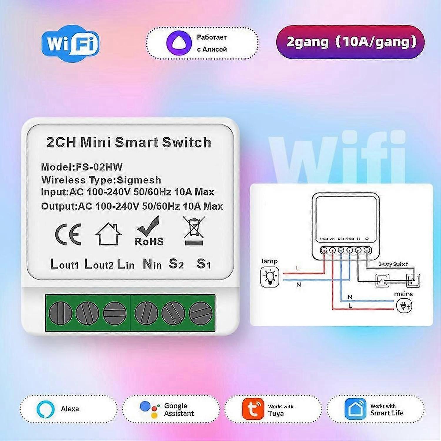 Tuya 1/2gang Wifi And Zigbee Switch For Smart Home DIY 2-Way Control Relay