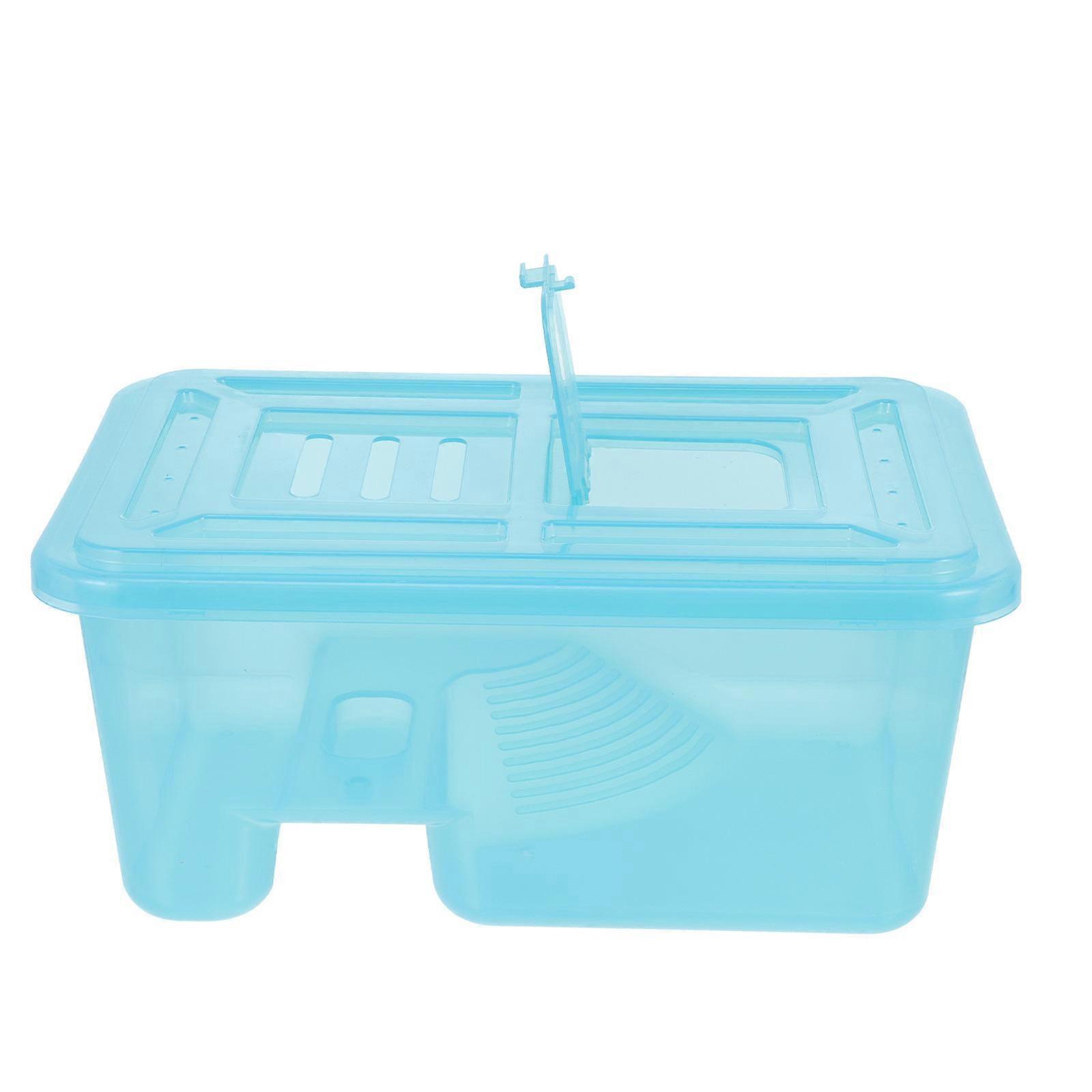 Blue Plastic Turtle Feeding Box for Storage Durable Leak Proof One Piece Molding 1 Pack