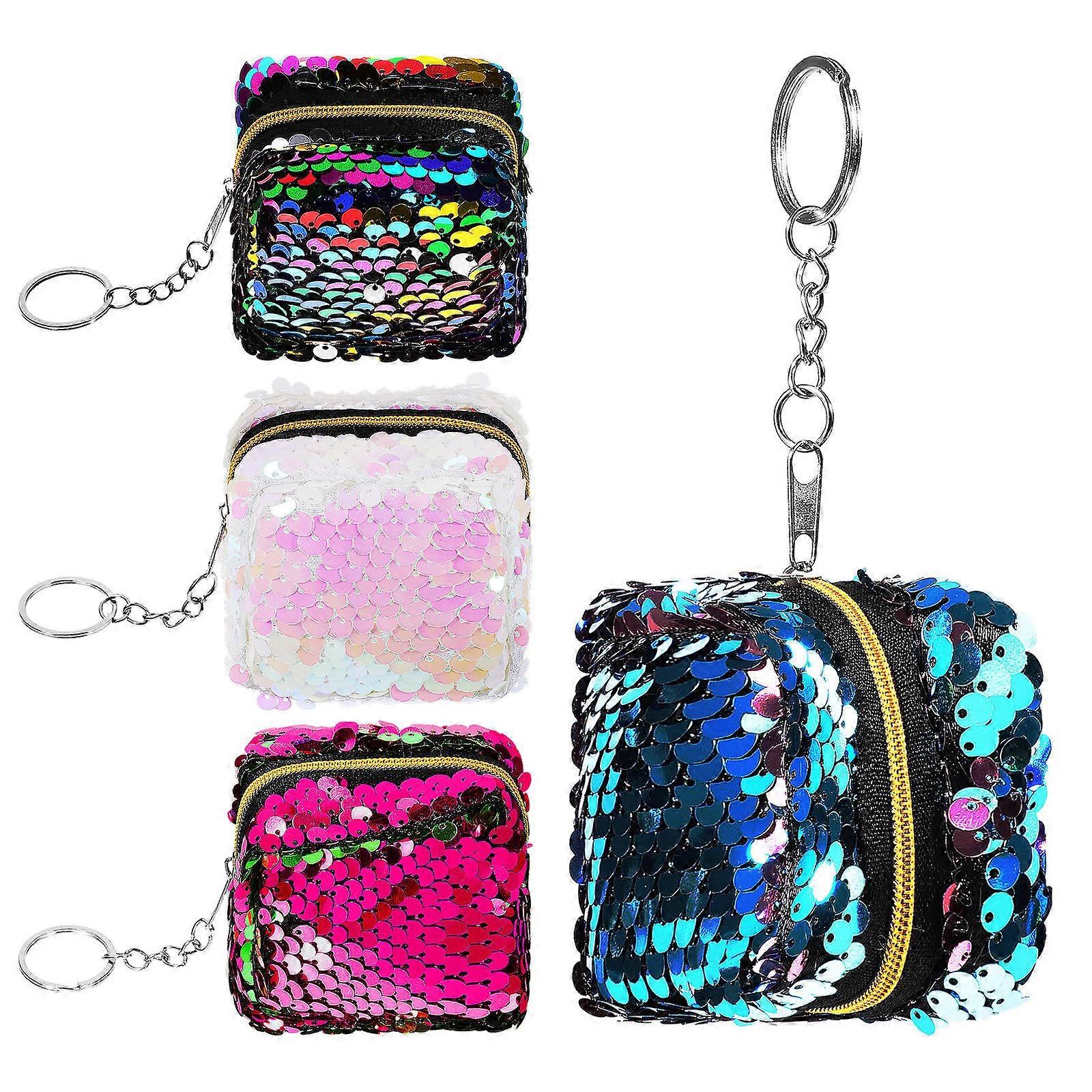 Change Coin Bag Reversible Sequin Mini Wallet for Girls and Children present Giving 4Pcs