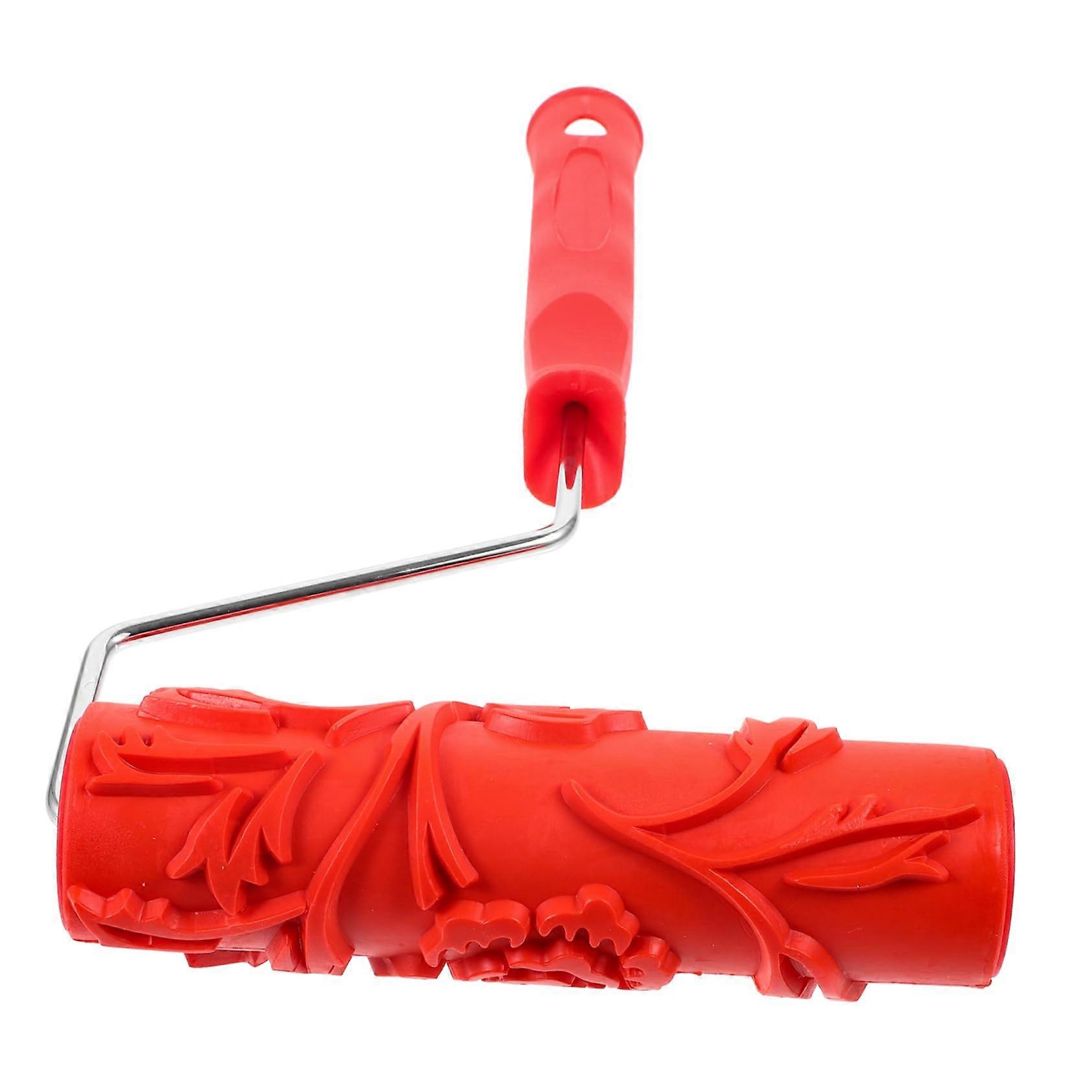 Engraved Roller Tool Pattern Paint Texture Decorative Wall Painting Roller Red Rubber for Drywall Finishing