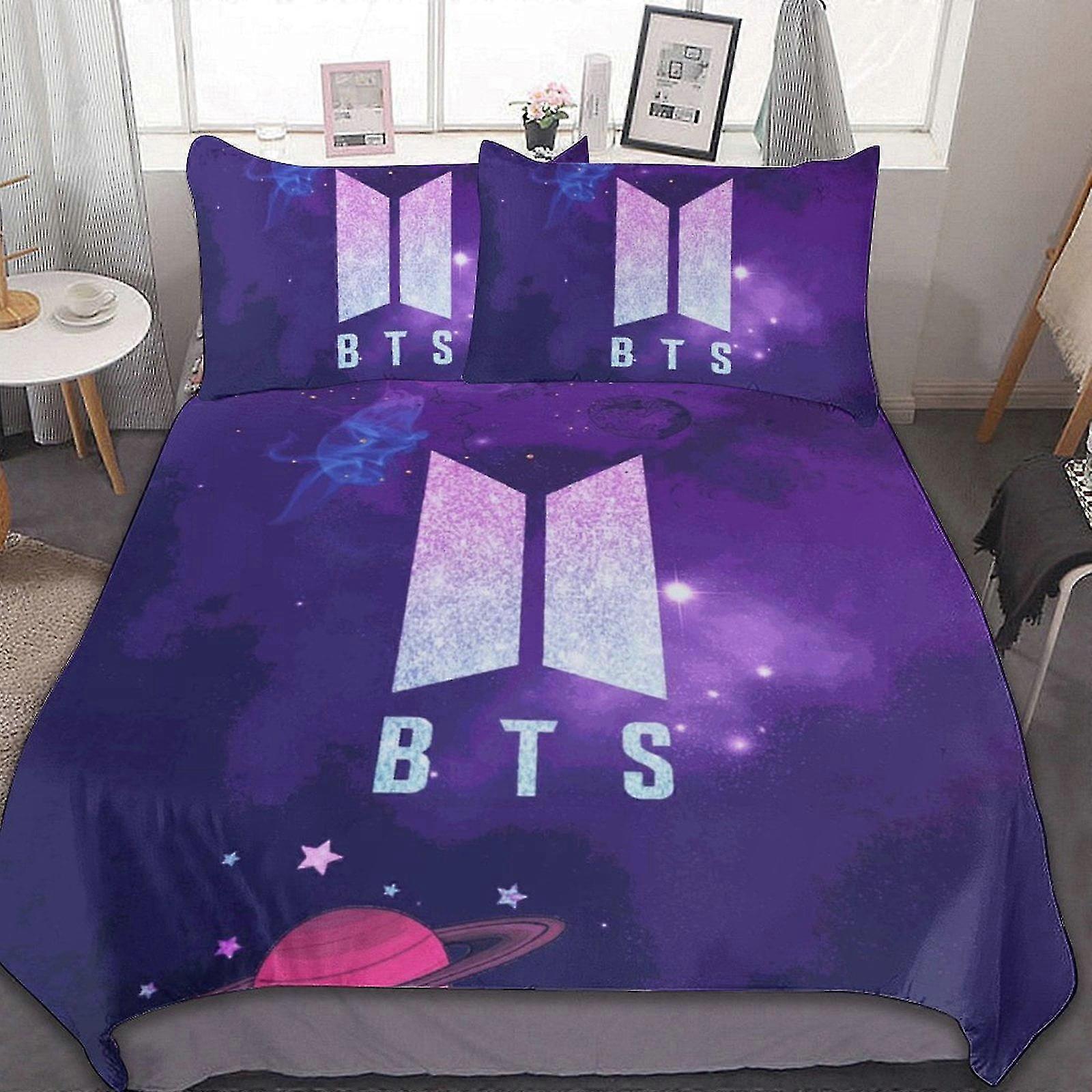 Kpop Lightweight Microfiber Bedding Sets with 3D Print, 3 Piece Comforter Set for Kids