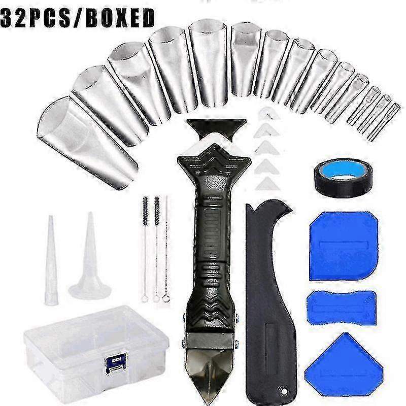 31 Pcs Caulking Tool Kit, 3 In 1 Finishing Tool With Scraper And Caulk Nozzles