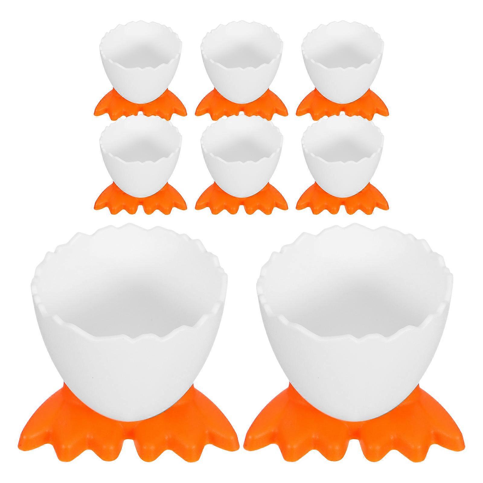 8 Piece Cute Egg Cup Holders with Storage Stand for Easter, Breakfast, and Home Decor Use
