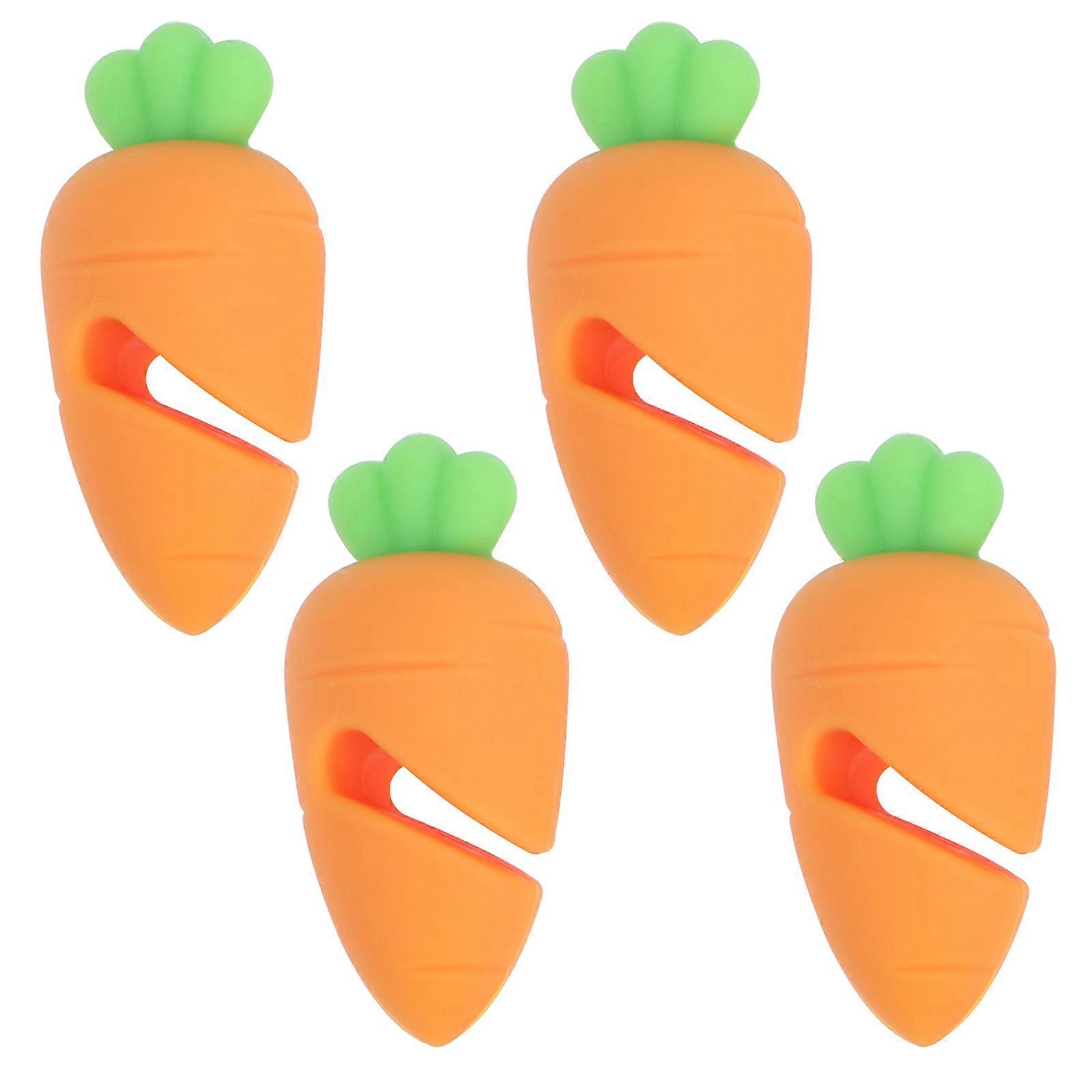 Silicone Carrot Design Spill Proof Pot Lid Rack, Creative Overflow Stoppers, Kitchen Gadget, 4pcs, 5.5 x 3 x 3cm