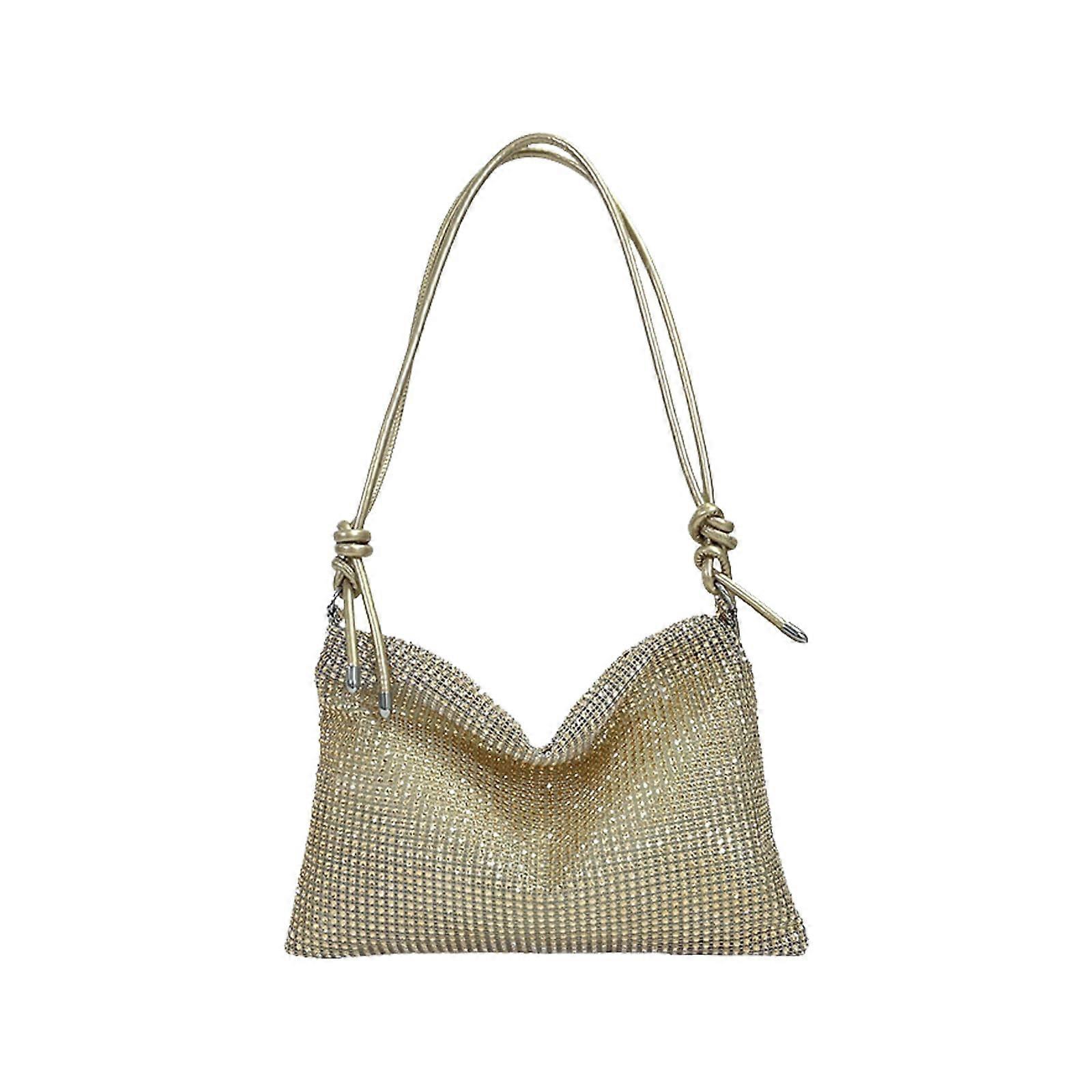 Women's Glitter Bag, Evening Bag, Women's with Zip, Adjustable Shoulder Strap, Elegant Bag, for Evening, Prom, Wedding, Party, Banquet Gold