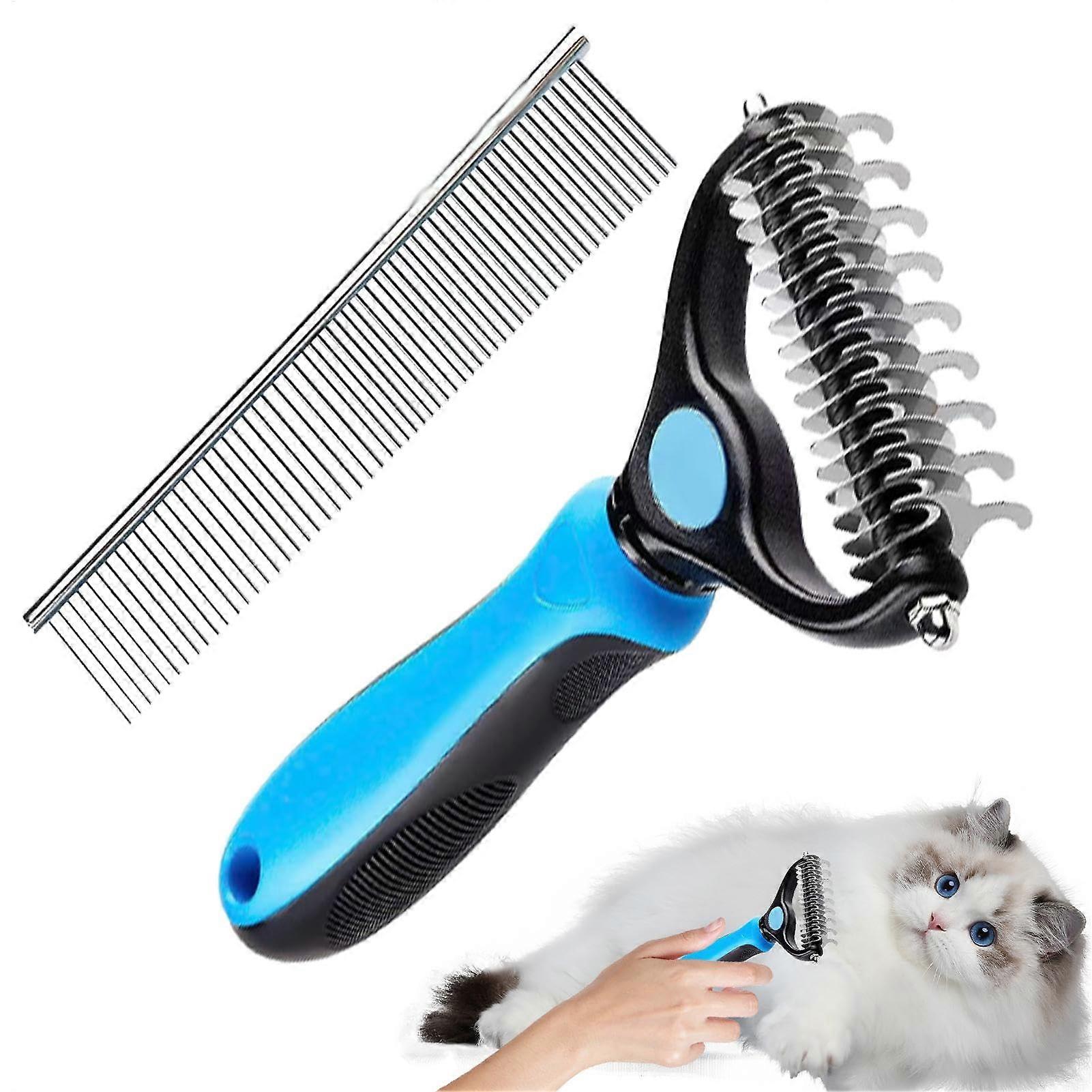Dog Comb for Knots Cat Grooming Comb Model B Ergonomic Double-Sided Steel Brush With Straight Rows Dense Teeth
