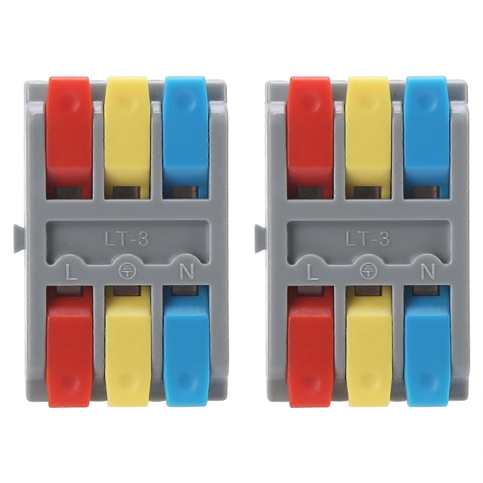 2Pcs Wire Block Clamp Terminal 3Position PushType Electrical Quick Cable Connector LT3