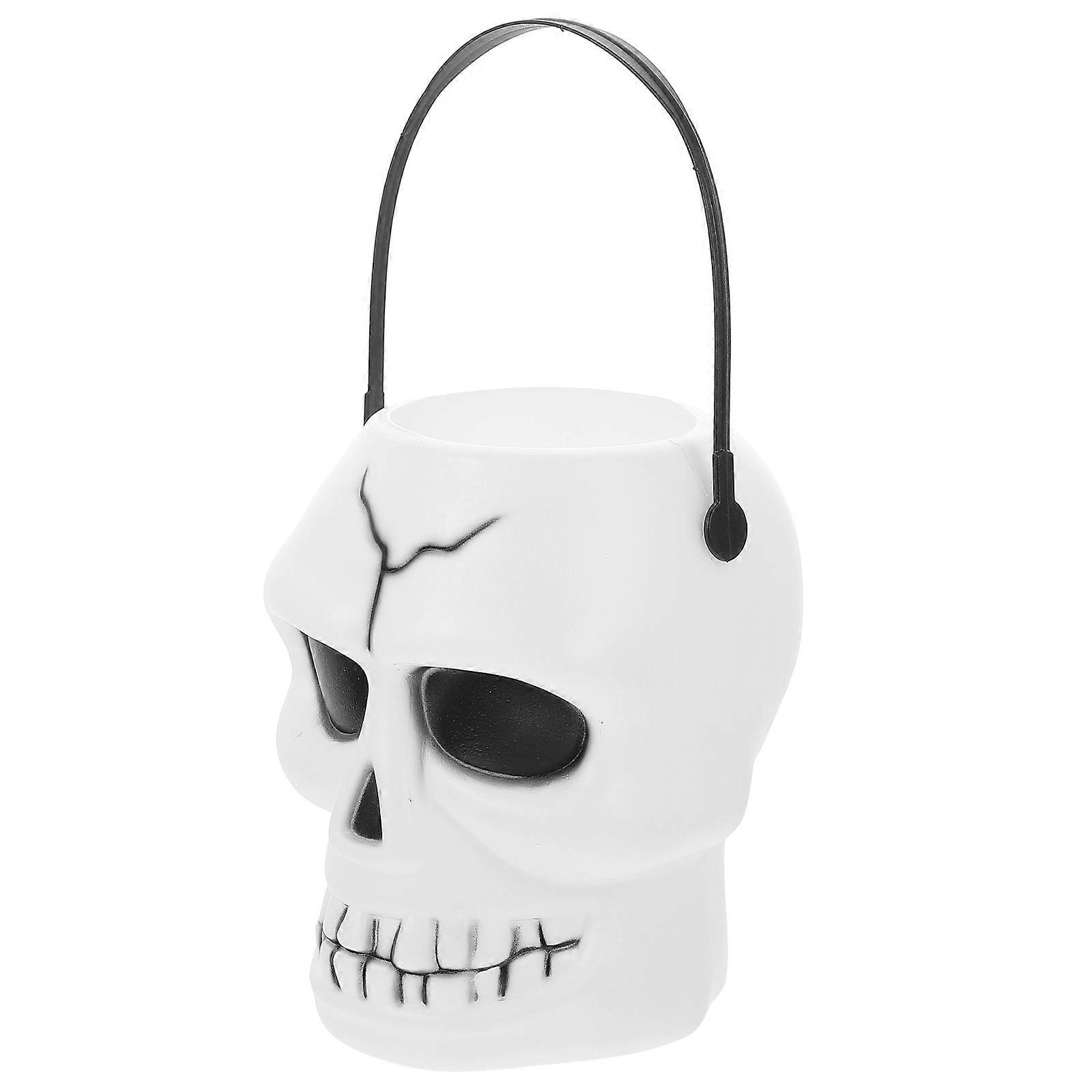 Glowing Halloween Skeleton Candy Bucket – Portable Sweet Storage Jar for Trick or Treat, Party Decor & Horror Theme Use