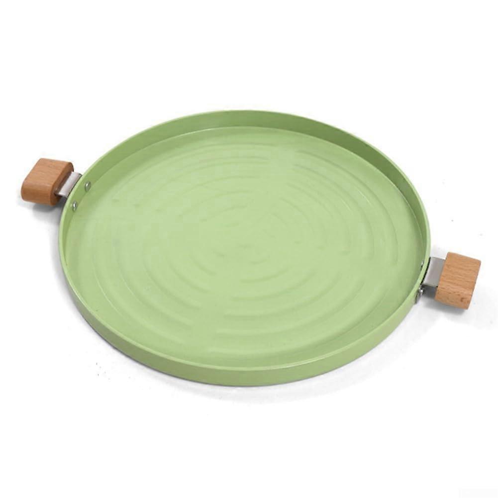 Aluminium Camping Cookware Non-Stick Frying Pan 29.9 cm Diameter Grill Tray with Wooden Handle for Outdoor BBQ Picnic